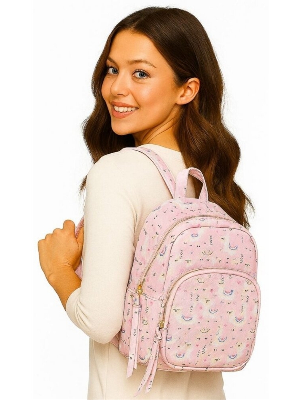 Under1Sky • Pink Llama Print Kids Backpack